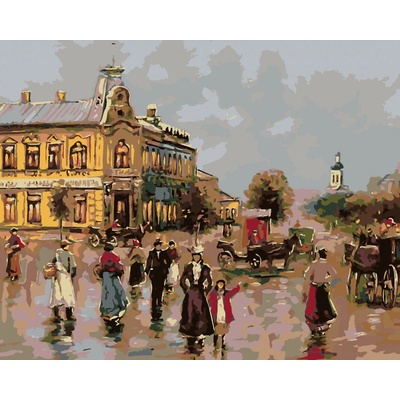 zuty Malování Podle Čísel Venkovské Náměstí 80 x 100 Cm Plátno Rám