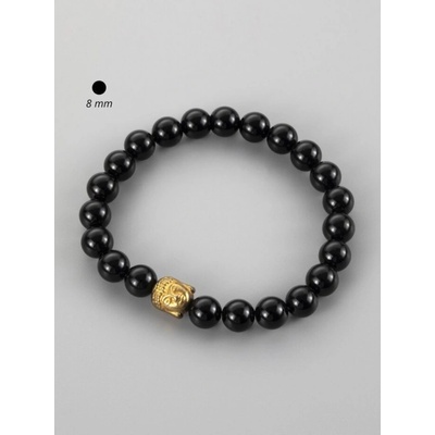 Prosperk Krásný náramek z korálků onyxu s Buddhou o průměru černá S2282