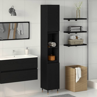 vidaXL Шкаф за баня Черния дъб 30 x 30 x 190 см Инженерна дървесина (862881)