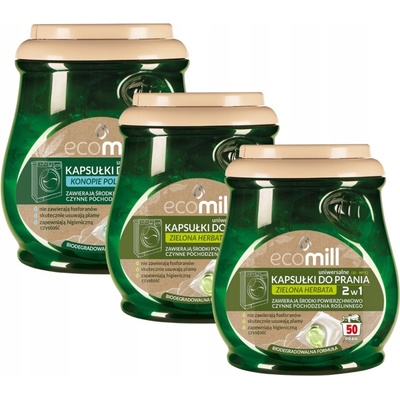 Ecomill kapsule na pranie na farebné a biele tkaniny 3 x 50 PD