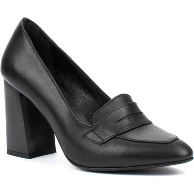 Дамски обувки от естествена кожа на широк ток