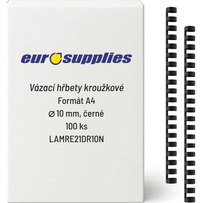Eurosupplies plastové chrbty A4 10 mm čierne 100 ks