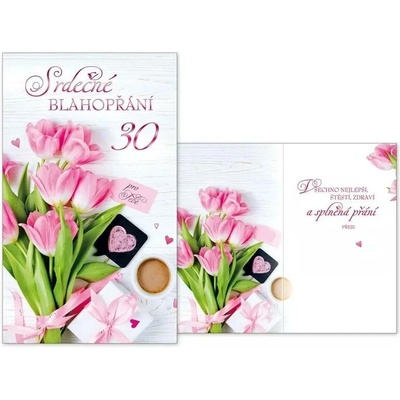Přání k 30. narozeninám Tulipány
