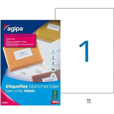 Etikety laser 210x297mm Agipa A4 100 hárkov