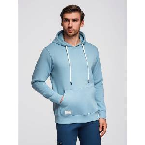 Ombre Clothing Мъжки суитшърт с джоб за кенгуру BASIC с качулка - син V7 B1674 Ombre Clothing Ombre Clothing | Sin | МЪЖЕ | S
