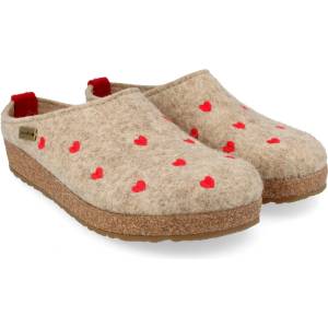 Haflinger Дамски пантофи Haflinger Women's Grizzly Cuoricini Slippers - Beige Melange - размер 38 (EU) (126-0068-0714)