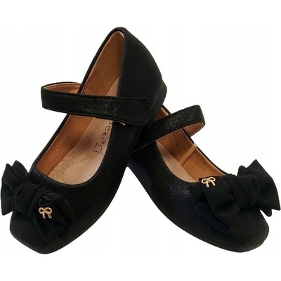 Potocki balerínky saténové lesklé mašle suchý zip černé