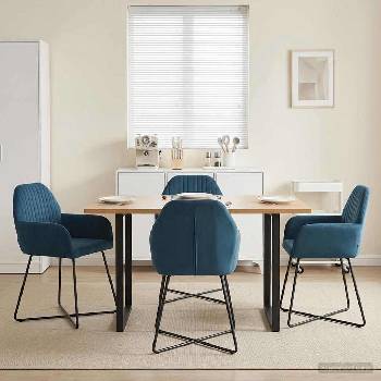 vidaXL Обедени столове 4 pcs Кадифе Синьо 55 x 50 x 84 см (3428380)