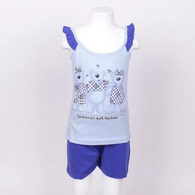 Детска пижама за лятото в сини тонове със сладки мечета