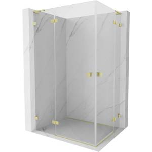 Mexen Lunar L Duo лява сгъваема душ кабина 120 x 75 см, прозрачна, златиста четка - 834L-120L-075P-55-00 (834L-120L-075P-55-00)