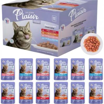 Mokré krmivo Krmivo balení Plaisir mix chutí v omáčce 24 x 85 g