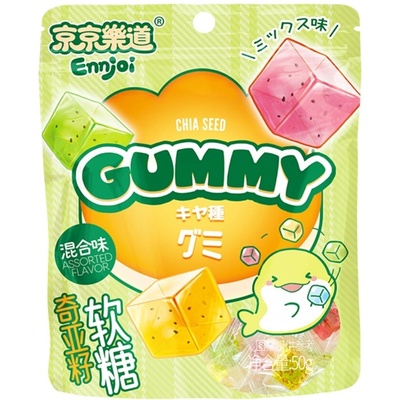 Ennjoi Assorted Fruit Chia Seeds Cube Gummy 50 g
