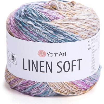 Yarn Art příze Linen Soft 7404 žlutá modrá a růžová