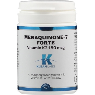 KLEAN LABS Менахинон-7 Форте Витамин К2 180 mcg - 60 капсули