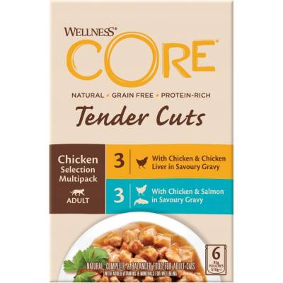 Wellness Core Tender Cuts Chicken Selection Multipack Kuřecí výběr v omáčce, 6 x 85 g