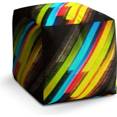 Sablio Taburet Cube Pruhová abstrakce: 40x40x40 cm
