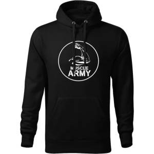 DRAGOWA мъжки суитшърт с качулка Muscle Army Biceps, черен, 320г/м2 (5675)