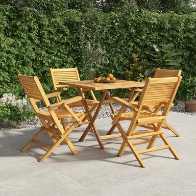 vidaXL Градински трапезен комплект, 5 части, тиково дърво масив (3155041)