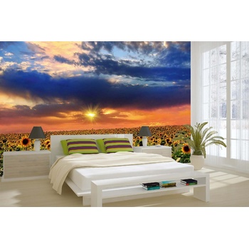 DIMEX ART s. r. o Самозалепваща се флизелинова фототапета слънчогледи при залез слънце 375 x 250 см