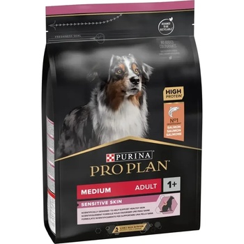 Purina Pro Plan Medium Adult Sensitive Skin кучета от средни породи с чувствителна кожа, суха храна със сьомга 3kg