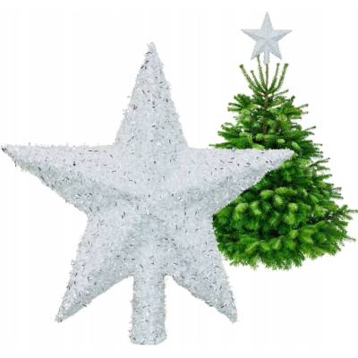 Inspiruj BIELA HOLOGRAFICKÁ HVIEZDA NA VIANOČNÝ STROMČEK VIANOČNÁ ŠPIČKA OZDOBY SVIATKY 20CM