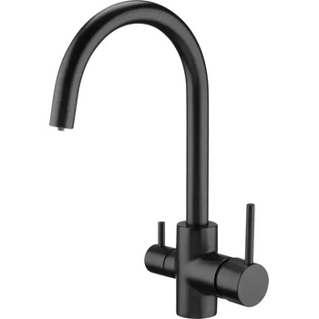 Твоят Стил - Кухненски Мивки Черен трипътен смесител за кухня с чучур за филтрирана вода - 9750f