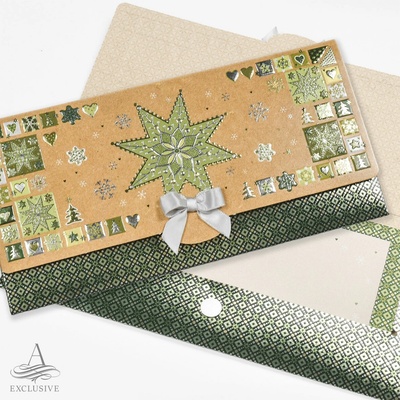 ARGUS Obálka na peniaze vianočná luxusná - Patchwork hviezdy 81-6038