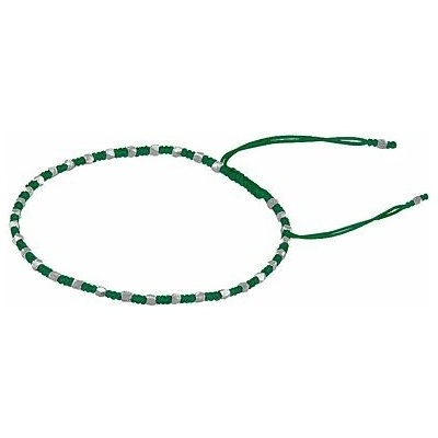Silvego Textilný náramok Cierra handmade tmavo zelený so striebornými korálkami ONE1073BDG