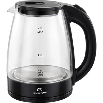 Elekom Електрическа Кана ЕК-1800g, 2 Литра, 1500 w, Термоустойчиво тяло от боросиликатно стъкло