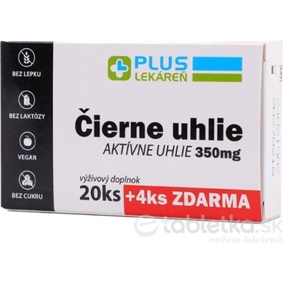Plus Lekáreň Čierne uhlie 350 mg 20 + 4 tabliet