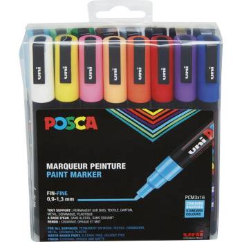 uni Комплект моливи Posca, PC3M, Fine Tip Pen, 16 бр (186516) (186516)