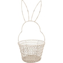 Clayre & Eef Bílý drátěný dekorační košík králík Bunny M 15*34 cm