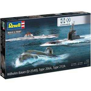 Revell Пластмасов модел на подводница 05186 - 70 години Бундесвер: Вилхелм Бауер, Тип 206А, Клас 2 (1: 144