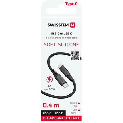 Swissten 71506516 Silicone USB-C / USB-C 0,4m černý
