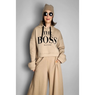 Boss Crop mikina Sand