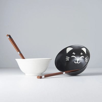 Made In Japan Set misek Cat Face Design s hůlkami 500 ml 2 ks