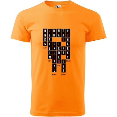 Dobrý Triko pánské tričko Víno křížovka Tangerine orange
