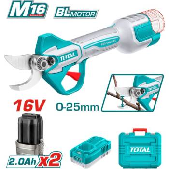TOTAL Акумулаторна безчеткова градинска ножица TOTAL Industrial, 16 V, 2 x 2 Ah (TL IND TSSLI162582E)