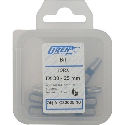 Oren Bit TORX 10, 25 mm, barevně značený,1 ks