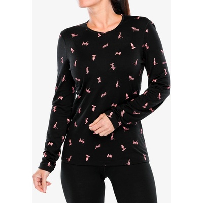 ICEBREAKER Wmns 200 Oasis LS Crewe Ski Day Black/Acid Pink/Aop