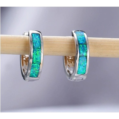 Prosperk stříbrné náušnice kroužky Opál blue S0444