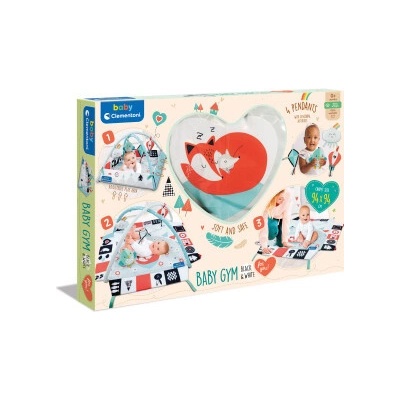 Clemmy baby - dětská hrací deka s hrazdou černo-bílá