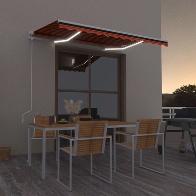 VidaXL Automatická markýza LED a senzor větru 300x250 cm oranžovohnědá