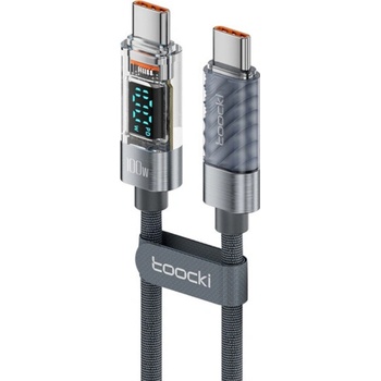 Toocki TQ-X36 nabíjací a dátový USB-C na USB-C 1m sivý