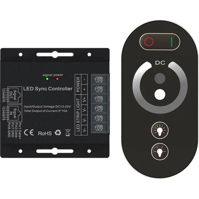 Bezdrátový jednobarevný LED ovladač, 12–24V, s RJ45 synchronizací