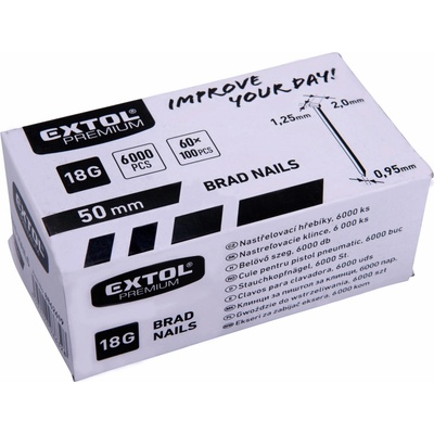 Extol Premium 8862619 hřebík nastřelovací, 6000ks, 50mm, 18G, typ F, hlava 2mm, 1,25x0,95mm