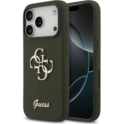 GUESS Силиконов калъф Guess Big 4G Script за iPhone 17 Pro - зелен (3666339522575)