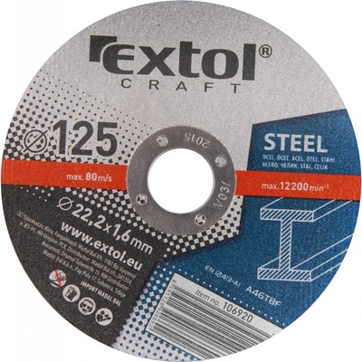 EXTOL CRAFT kotouče řezné na kov, 5ks, 125x1,6x22,2mm, 106920