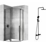 Rea Комплект душ кабина Rea Diamond черна 90x90 и душ колона OMNIRES Y черна (5902557345212+Y1244NBL)