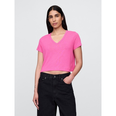 GAP Crop тениска от лен GAP GAP | Rozov | ЖЕНИ | XS